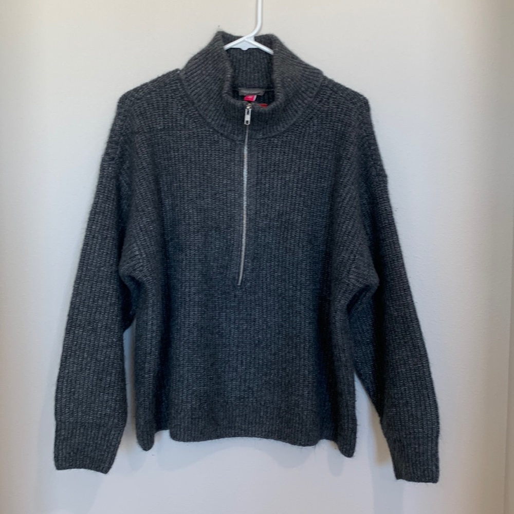 Heather, gray, half zip sweater